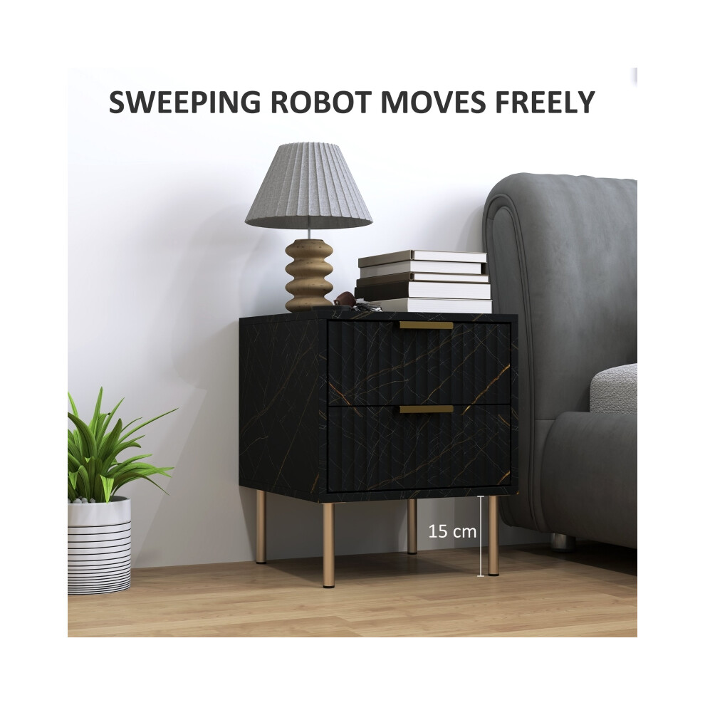 Black Two-Drawer Bedside Table - Stylish and Durable MDF Nightstand with Modern Design-image-OPC-PMFWBWP-NEW