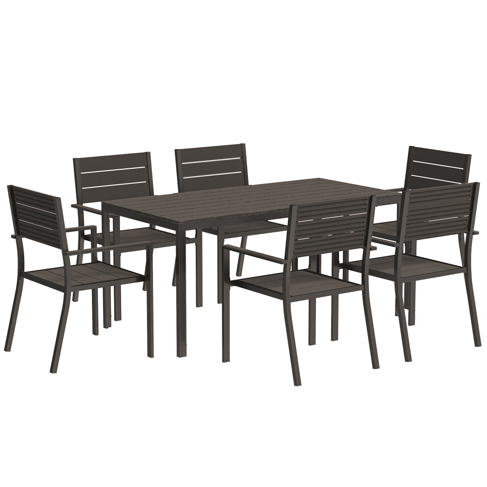 Garden Dining Set | Outsunny 7-Piece Outdoor Furniture in Brown Durable and Weatherproof for Patio Use-image-OPC-PMFWDHF-NEW