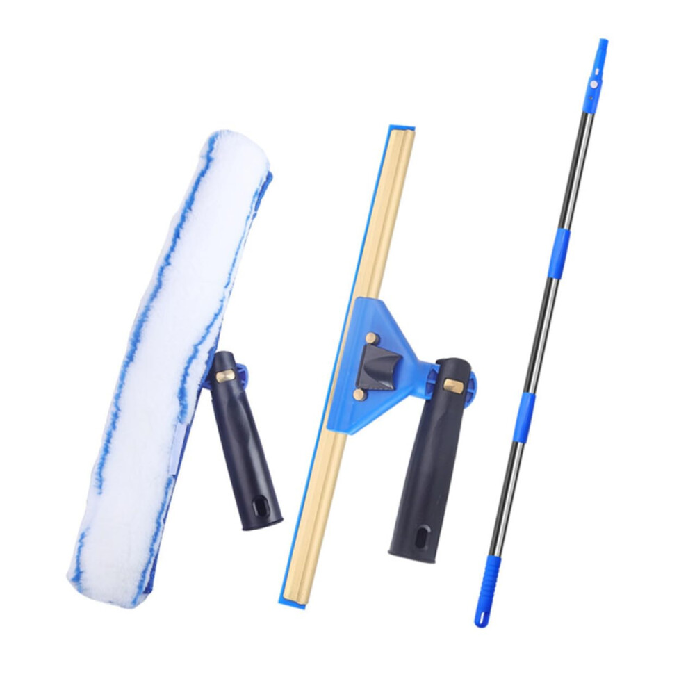 Microfiber Window Cleaner Squeegee With Retractable Pole For Car Windshield And Shower Glass Flexible Swivel Design 9393856630691