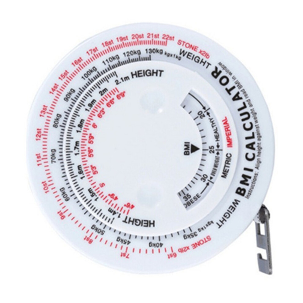 White Round Bmi Measuring Tape - 1.5M Portable Health Tape Tool