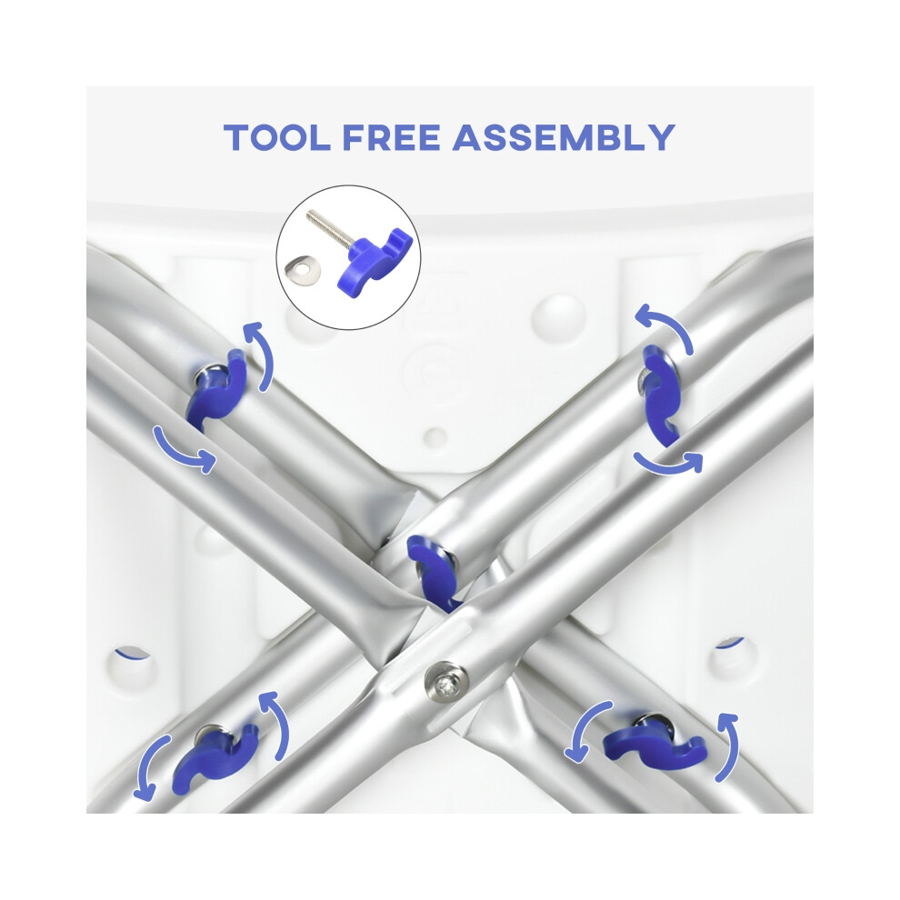 Aluminium Frame Shower/Bath Stool 44-51.5cm White Durable Lightweight Portable Bathroom Seating-image-OPC-PMFWMMZ-NEW