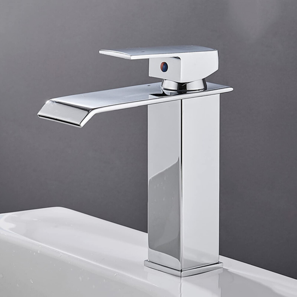 Waterfall Faucets Chrome Plated For Bathroom Sink, Hot And Cold Stainless Steel Vanity Basin Mixer Faucet 9354506541156