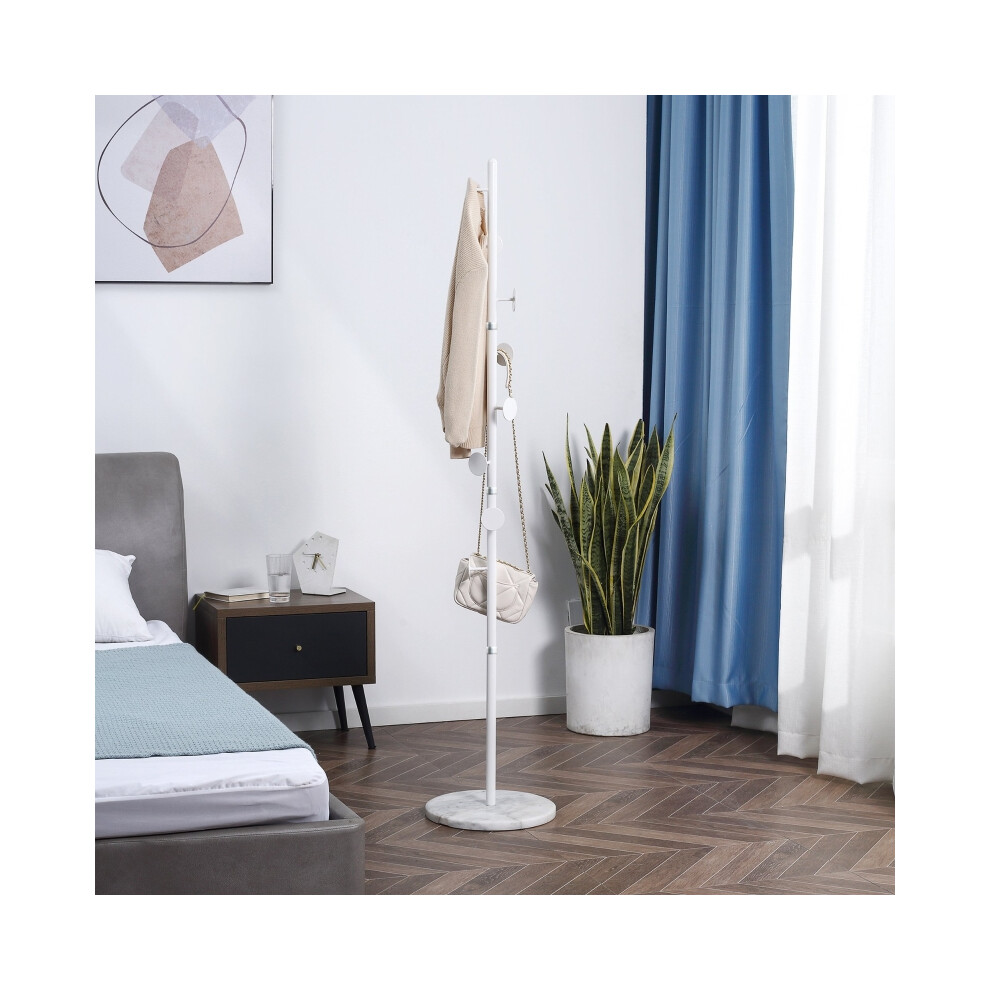 Entryway Coat Stand with 8 Disc Hooks Steel Free Standing Hall Tree with Marble Base White Suitable for Living Room & Bedroom-image-OPC-PMFWQ69-NEW