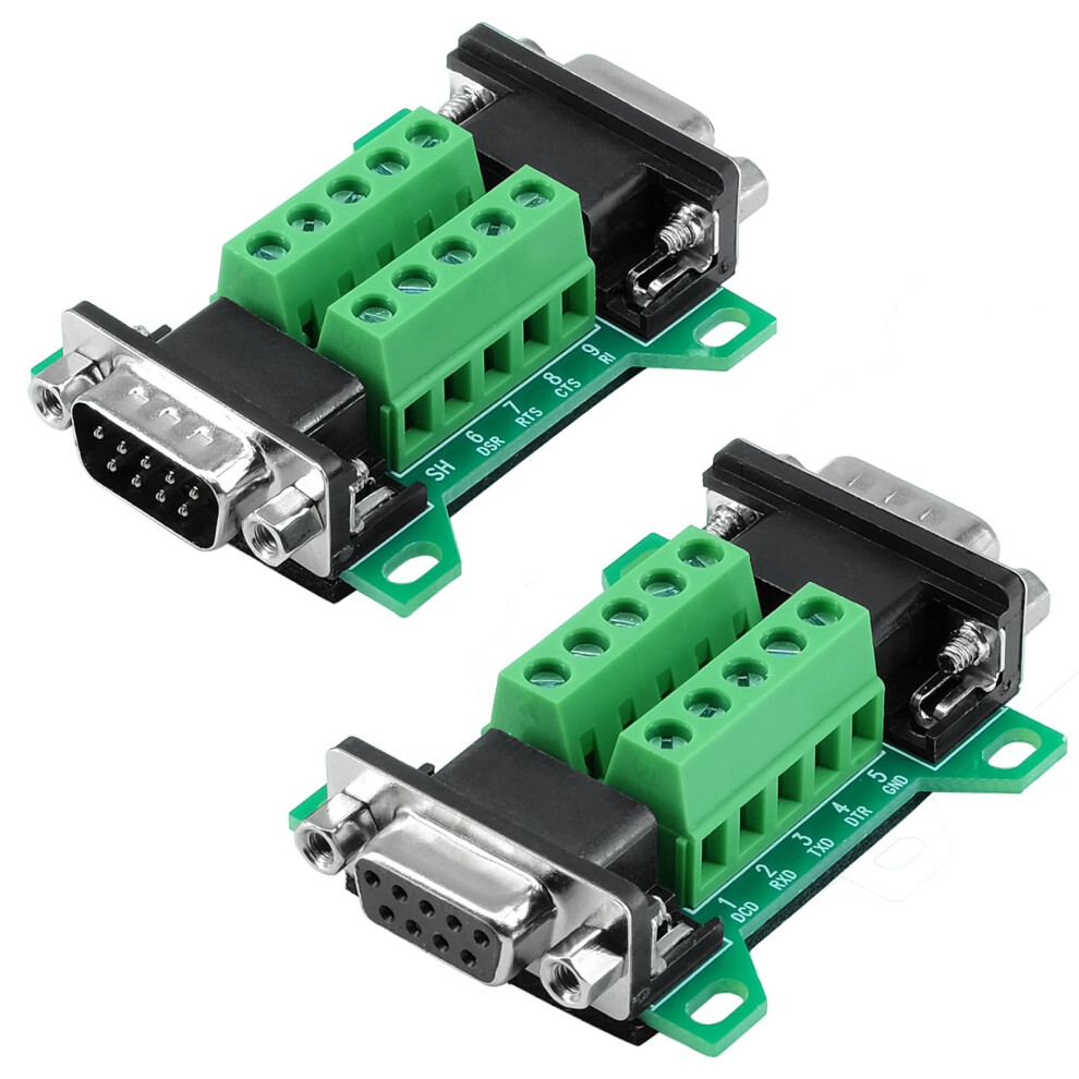 Db9 Gender Changer Pack Of 2, Male To Female Breakout Board, Rs232 D-Sub 9-Pin Serial Adapter Module 9084446620030