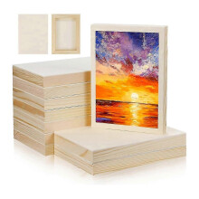 (As show, One size) 10 Pcs 5.5x7Inch Wood Panel Boards, Unfinished Wood Canvas Woodenn