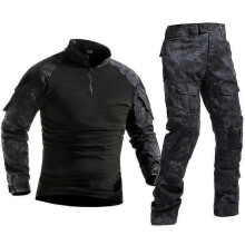 (XL, Black python set) Men's Army Tactical Clothing For Combat And Hunting- Military Camo Shirt And Pants Set