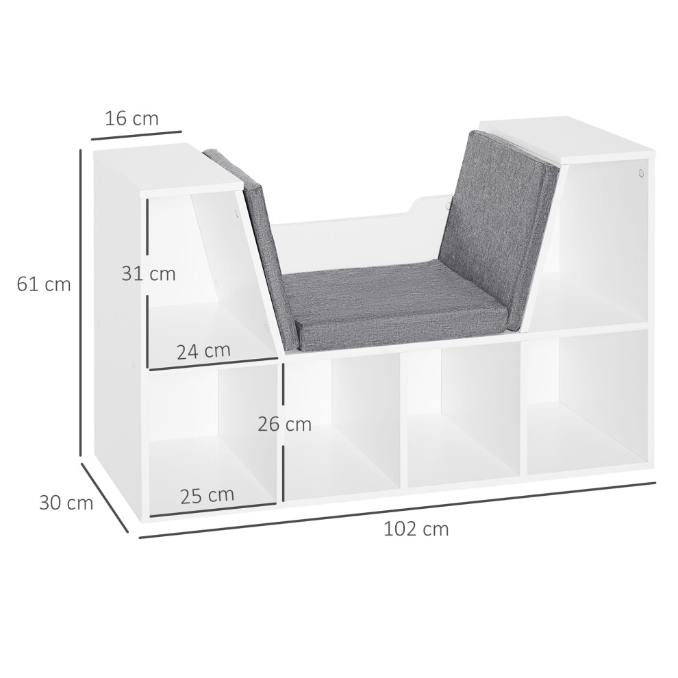 Bedroom & Living Room White Cube Bookshelf with Cushioned Seating Multi-Functional Storage Shelf Organizer-image-OPC-PMFWSQ2-NEW