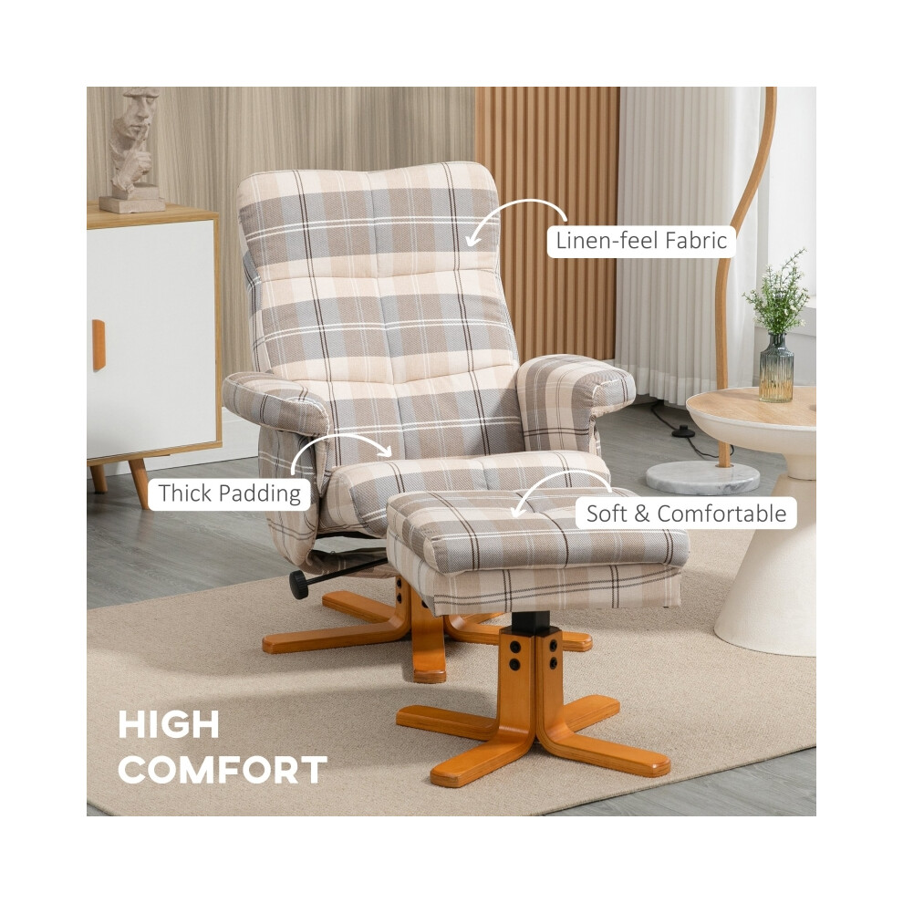 Linen Recliner with Footstool Swivel Design Wooden Base & Storage Multicolour Cozy Living Room Furniture-image-OPC-PMFWSSM-NEW