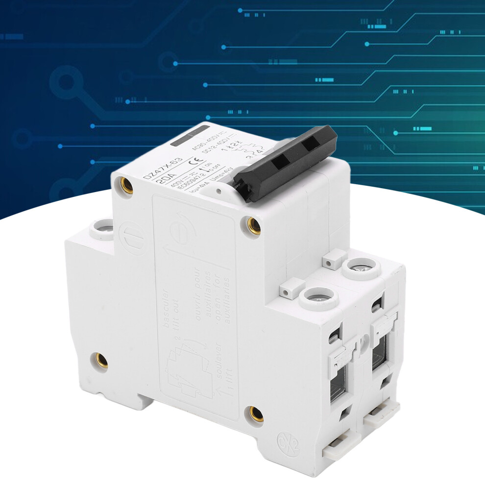 Ac/Dc 20A 400V Circuit Breaker 2P Overload Protection Fast Tripping 8741355501782