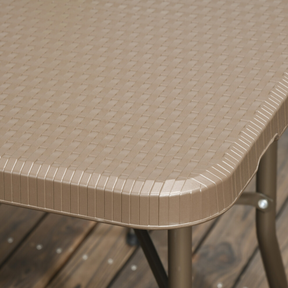 Outdoor 6 Seater Garden Dining Set Rattan-Style HDPE Furniture with Rectangular Plastic Top Table and Armchairs Dark Brown-image-OPC-PMFWT8N-NEW