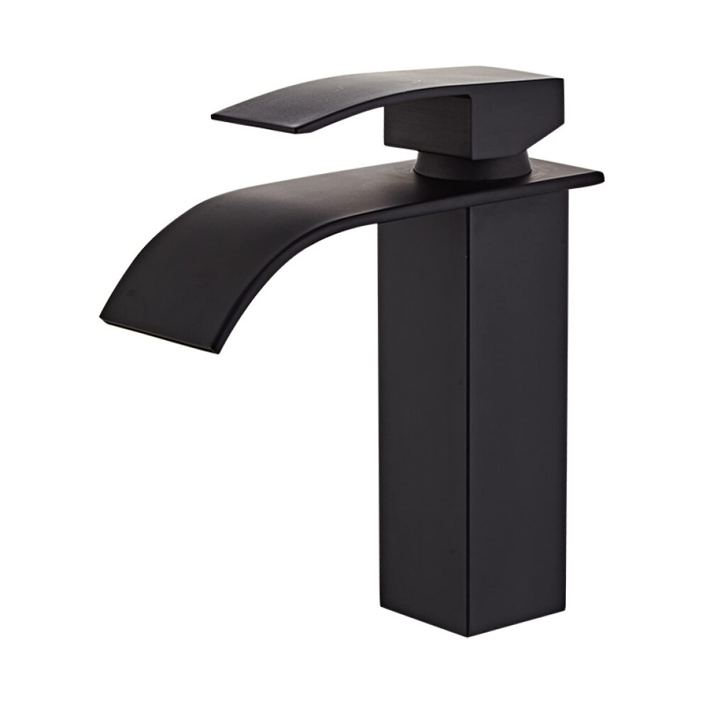 Bathroom Mixer Waterfall Black Stainless Steel Lavatory Faucet With Waterfall Spout Single Handle Hot And Cold 9084446620283