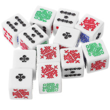 (As show, One size) 12pcs Poker Dices Ktv Pub Dice Prop Funny Game Dices 6-sided Poker Dices