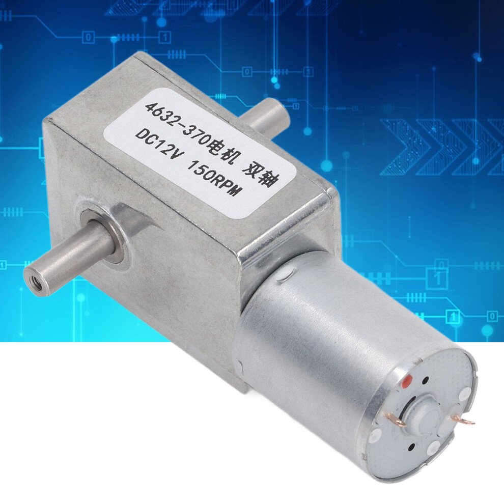 Dc12v Worm Gear Micro Motor 150Rpm Double Shaft Fully Metal Reduction 9331355506642