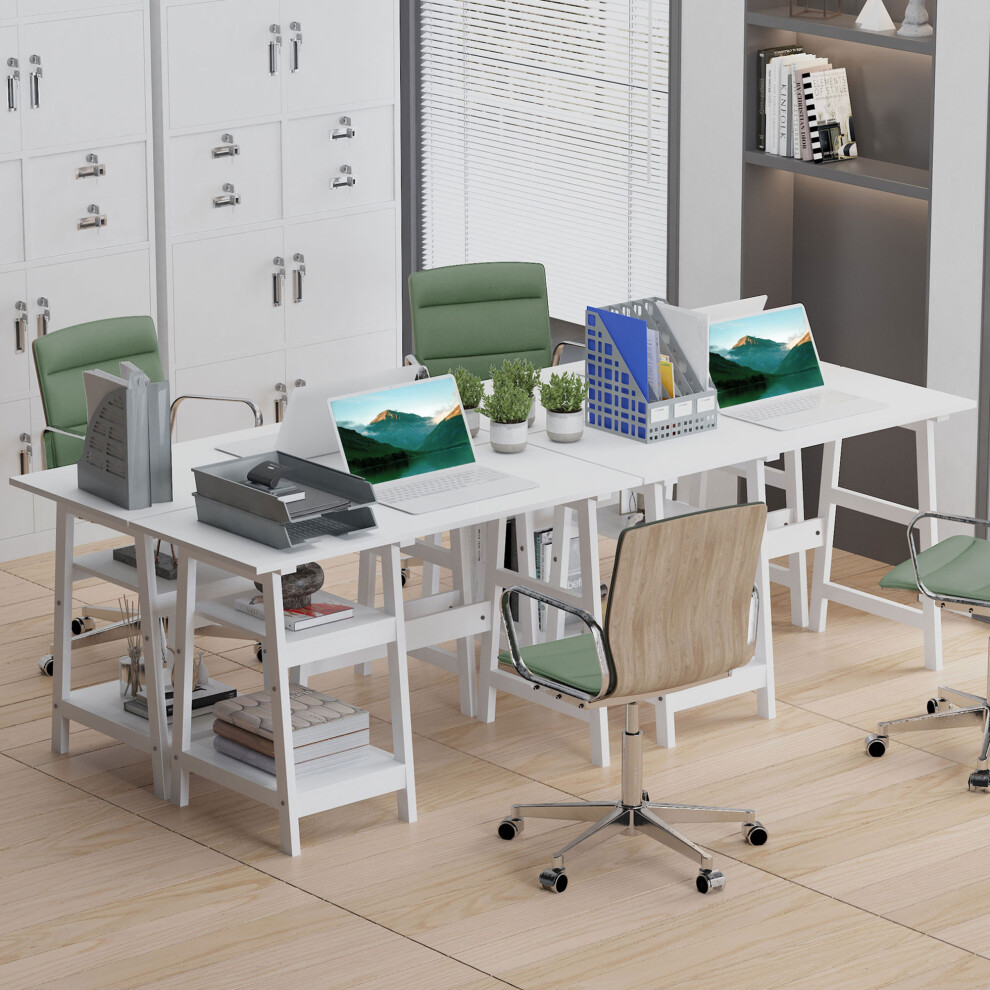 Computer Desk with Storage Shelves â White Compact Study Table for Home Office 106 x 51cm Easy Assembly-image-OPC-PMFWVKZ-NEW