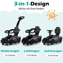 3-in-1 Lamborghini Rutschauto Schiebauto mit Scheinwerfern & Musik & Stauraum Schwarz