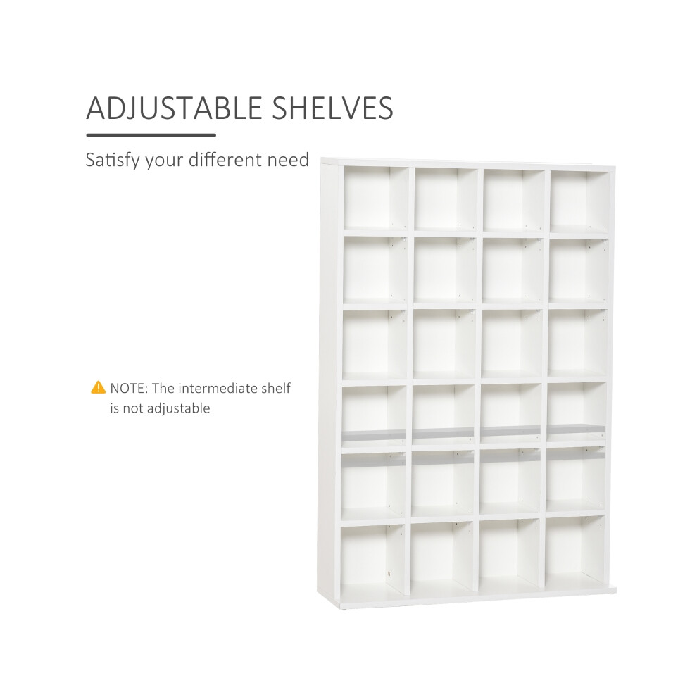 Adjustable Shelves CD Storage Unit White 89 x 130.5 cm Practical MDF Organizer for Music & Media-image-OPC-PMFWWTT-NEW