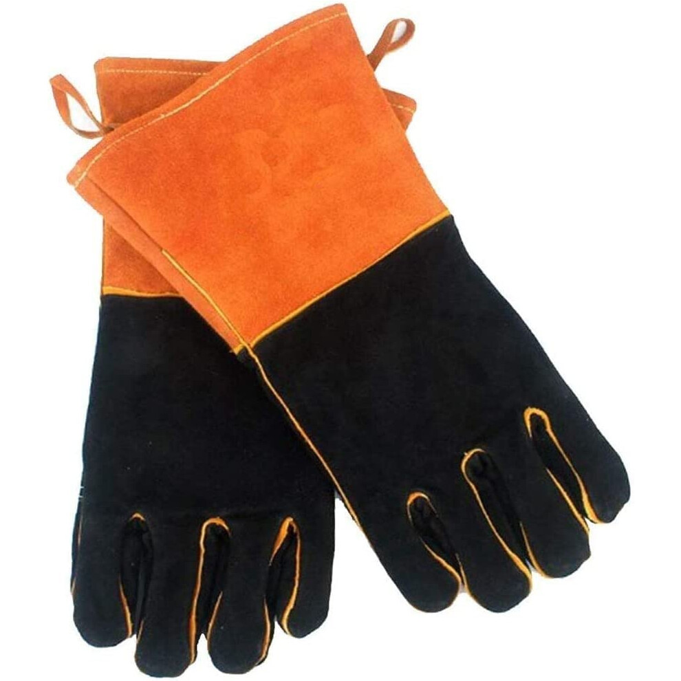 Welding Gloves Leather Fire-Resistant Camping Cooking Gloves With Lanyard Stove Pot Holder Welder Glove 2 Pairs 9393856631896
