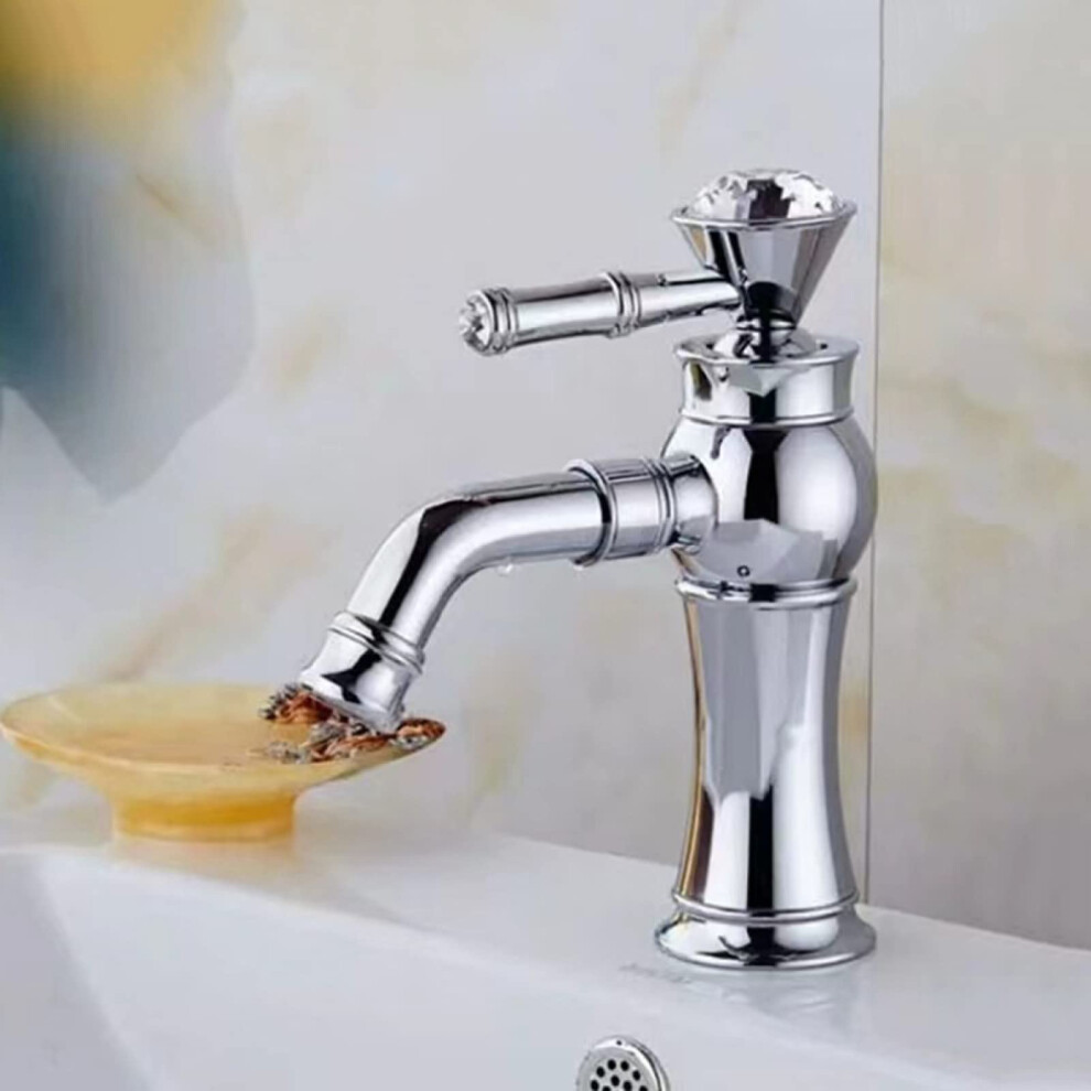 Bathroom Sink Mixer Chrome Retro Single Handle Faucet 360 Degree Swivel Spout Hot And Cold 9067246328764