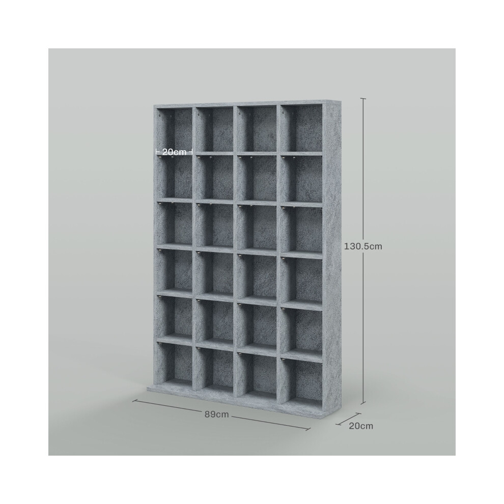 HOMCOM Adjustable Shelves CD Storage Cabinet in Cement Grey 89 x 130.5 cm Durable MDF for Clutter-Free Living Space-image-OPC-PMFWXJ7-NEW