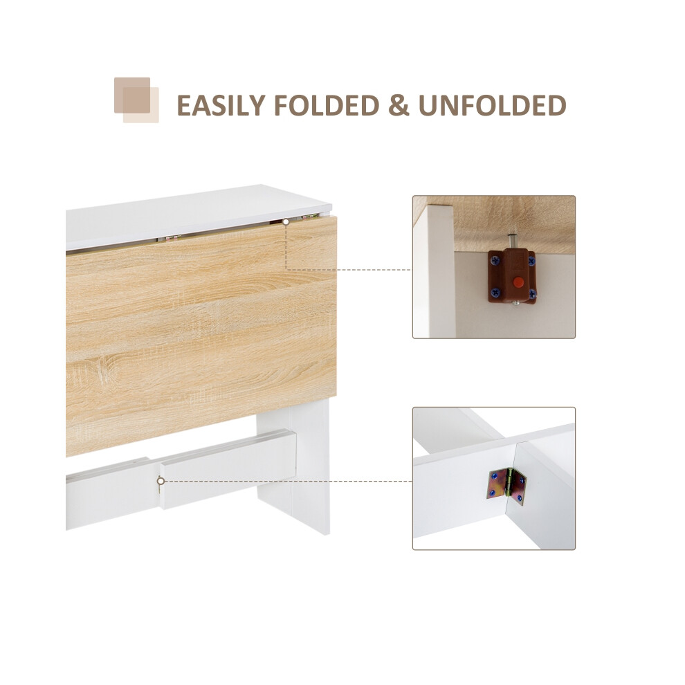 Space Saving Wooden Folding Table for Dining & PC Workstation Oak & White Home Office-image-OPC-PMFWYDV-NEW