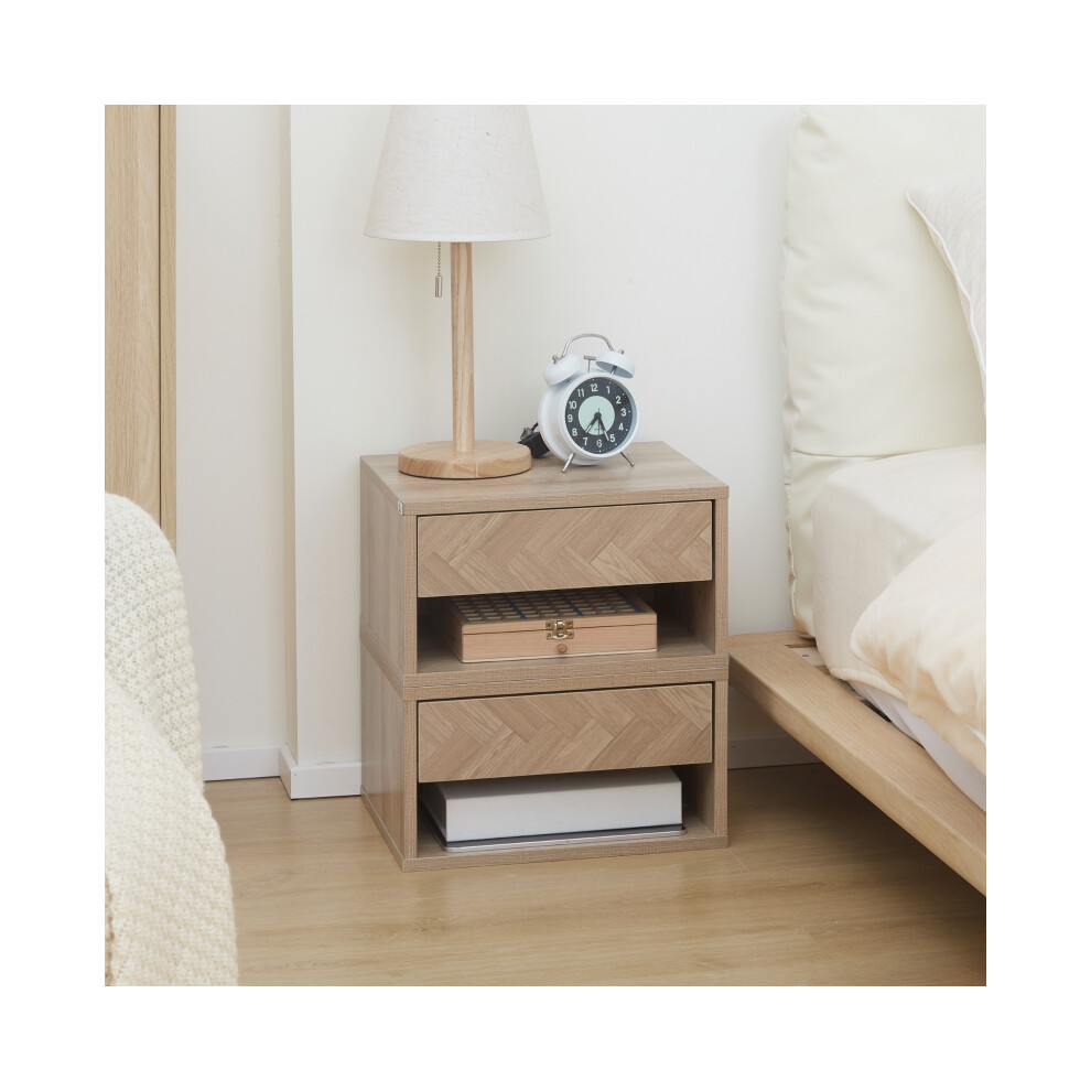 Space-Saving Wall Mounted Nightstand with Drawer and Shelf - Natural Bedside Table 37x32x21cm Perfect for Small Bedrooms-image-OPC-PMFWZ77-NEW