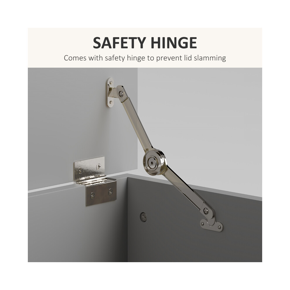 Multi-Functional 113L Storage Box in Grey Flip-Top Lid & Safety Hinges 100x40x40cm Storage Trunk for Home & Entryway-image-OPC-PMFWZ85-NEW