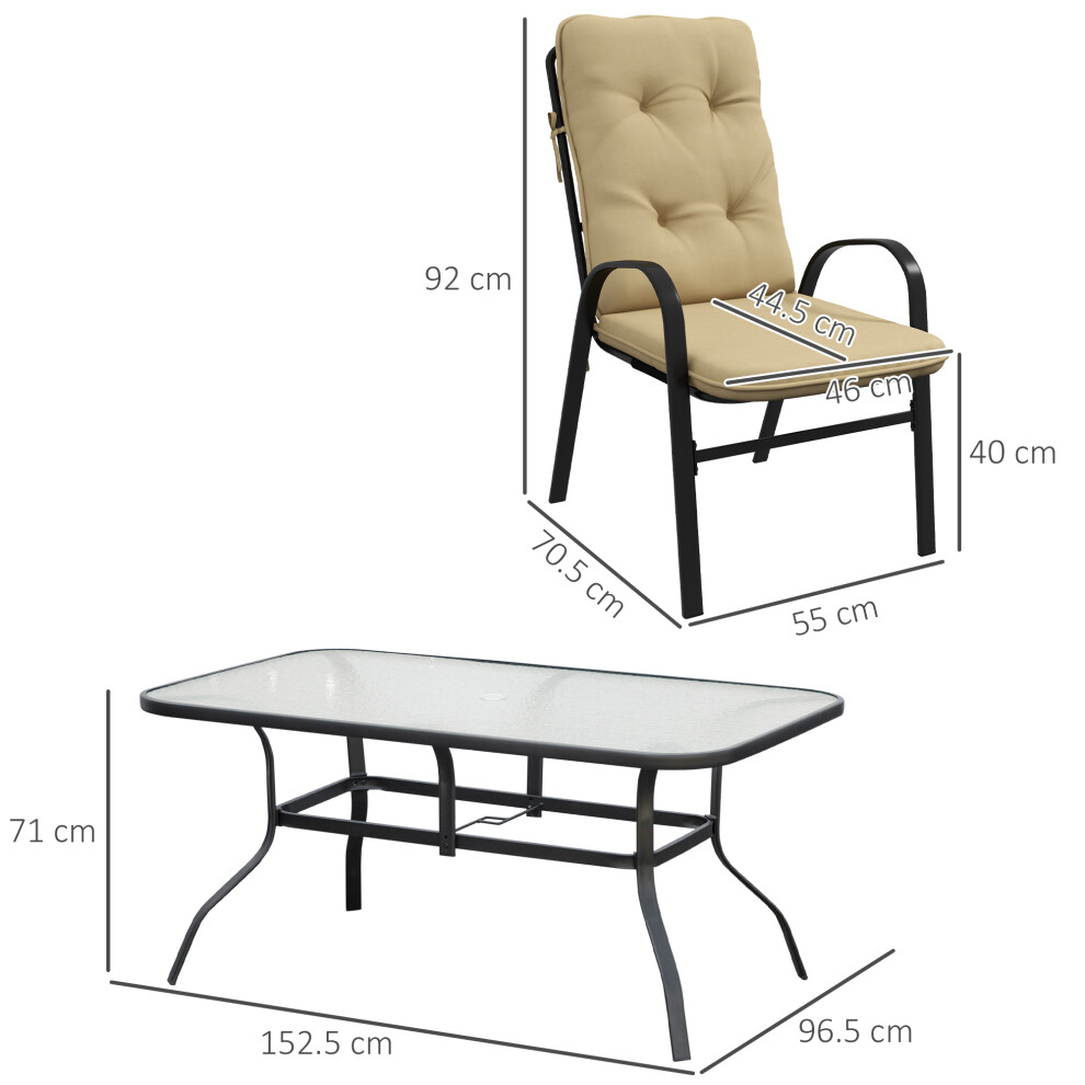 Patio Dining Set with Cushions - Outsunny Seven-Piece Beige Garden Furniture for Outdoor Meal and Relaxation-image-OPC-PMFWZ98-NEW