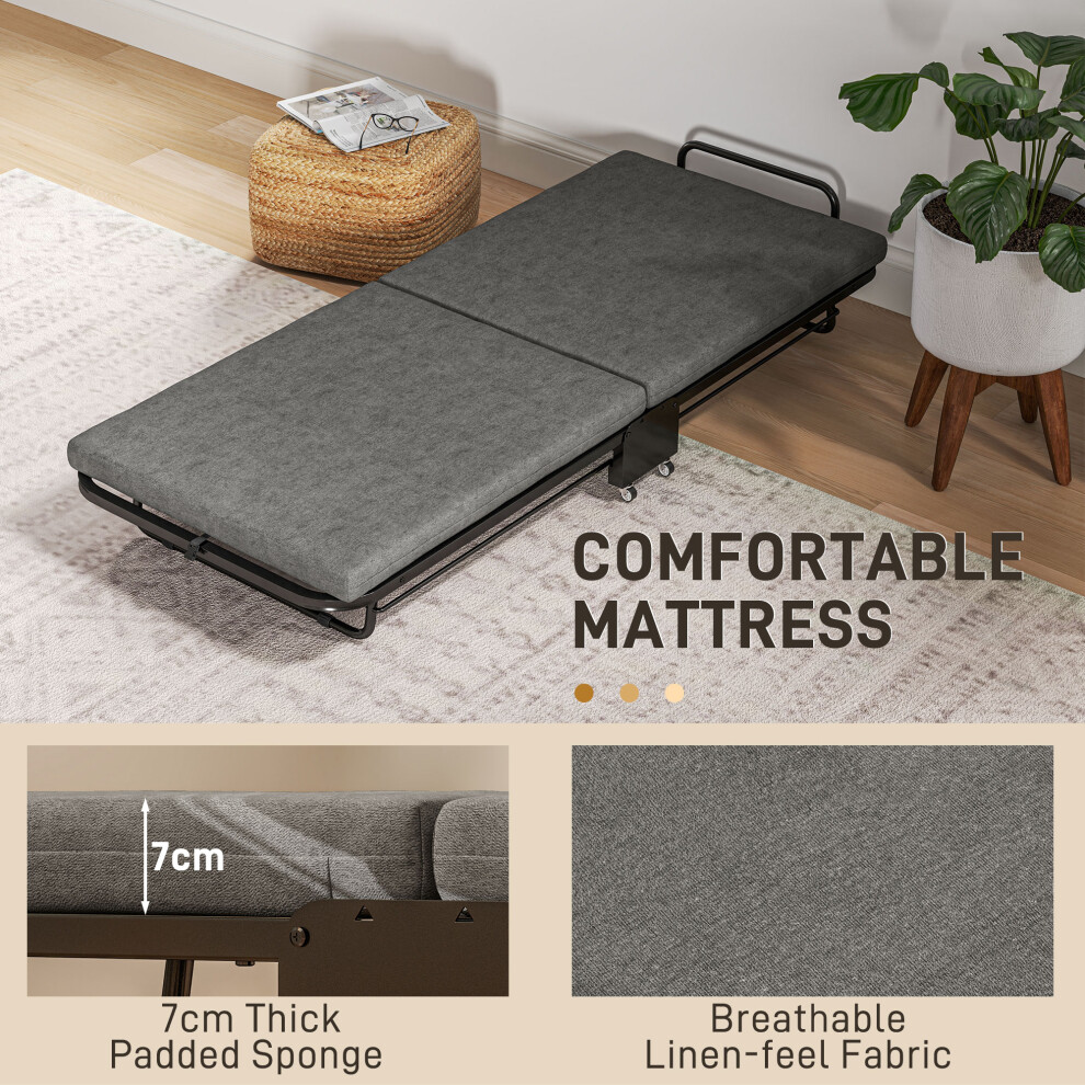 Space-Saving Grey Single Folding Bed Comfortable Mattress Easy to Fold & Store Suitable for Guest Rooms or Temporary Bedding-image-OPC-PMFWZVP-NEW