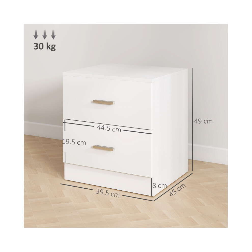 Wooden Bedside Table 2-Drawer Nightstand with Modern Design Side Storage Unit for Bedroom and Living Room 45x40x50cm Grey-image-OPC-PMFX2C7-NEW