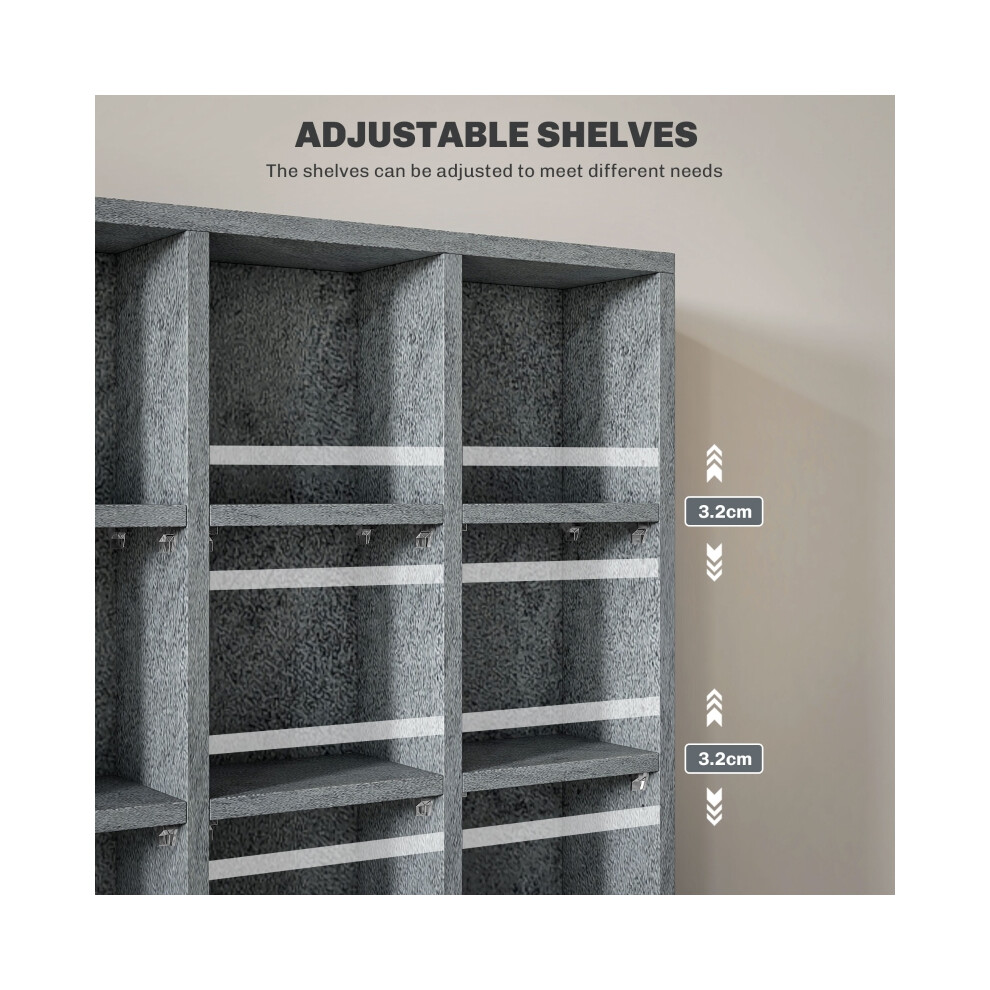 Adjustable Shelves CD Storage Unit in Cement Grey 89 x 130.5 cm Durable Home Furniture for Media and Book Storage-image-OPC-PMFX5CG-NEW