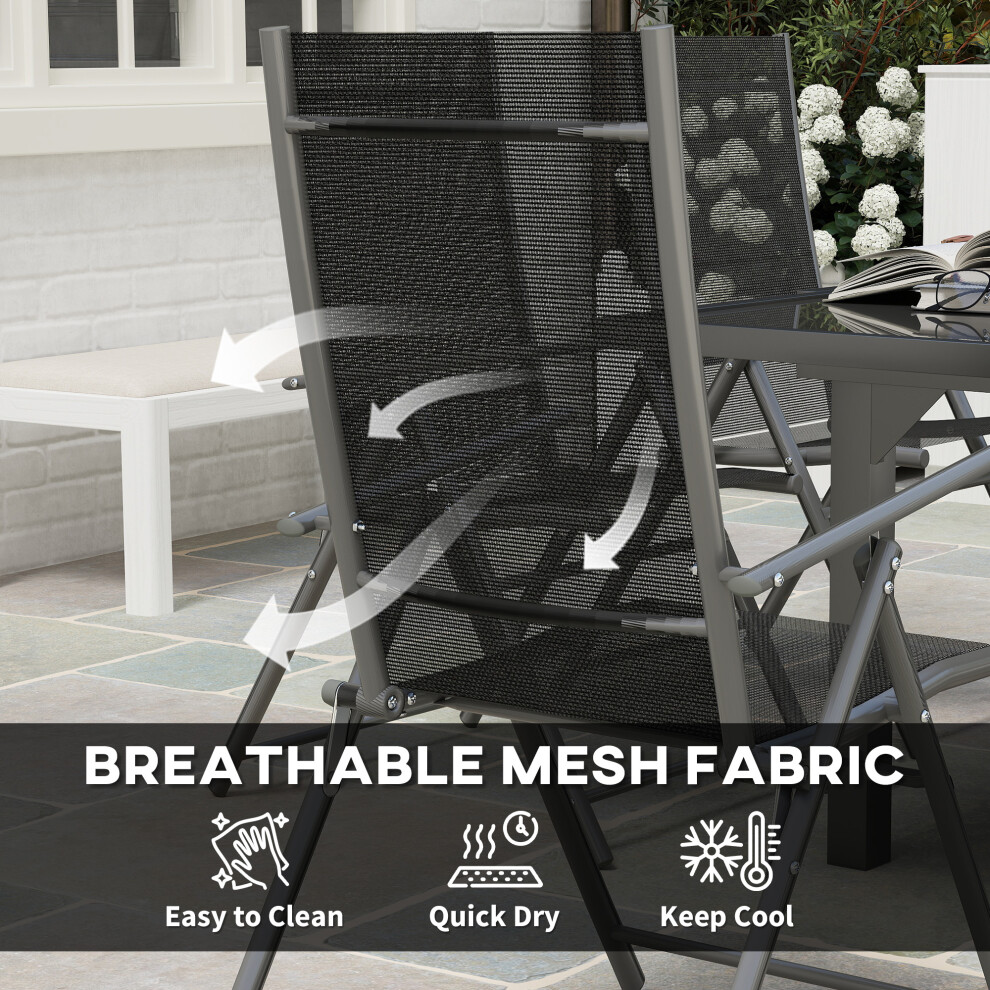 Outdoor Dining Set 7 Pieces with Extendable Table and 6 Folding Chairs for Patio Balcony Deck Grey-image-OPC-PMFX899-NEW