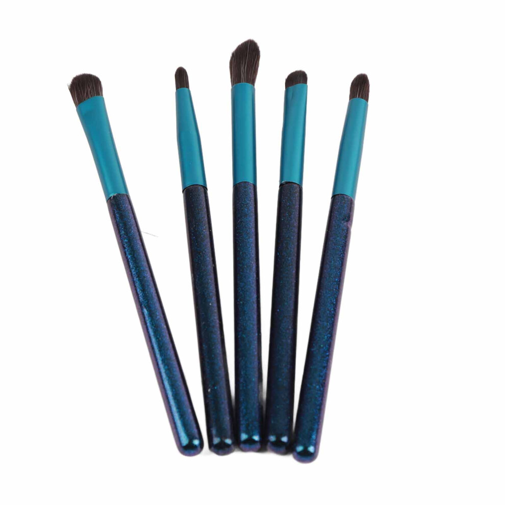 8Pcs Wooden Handle Makeup Brushes Set, Blue, Soft Synthetic, Portable
