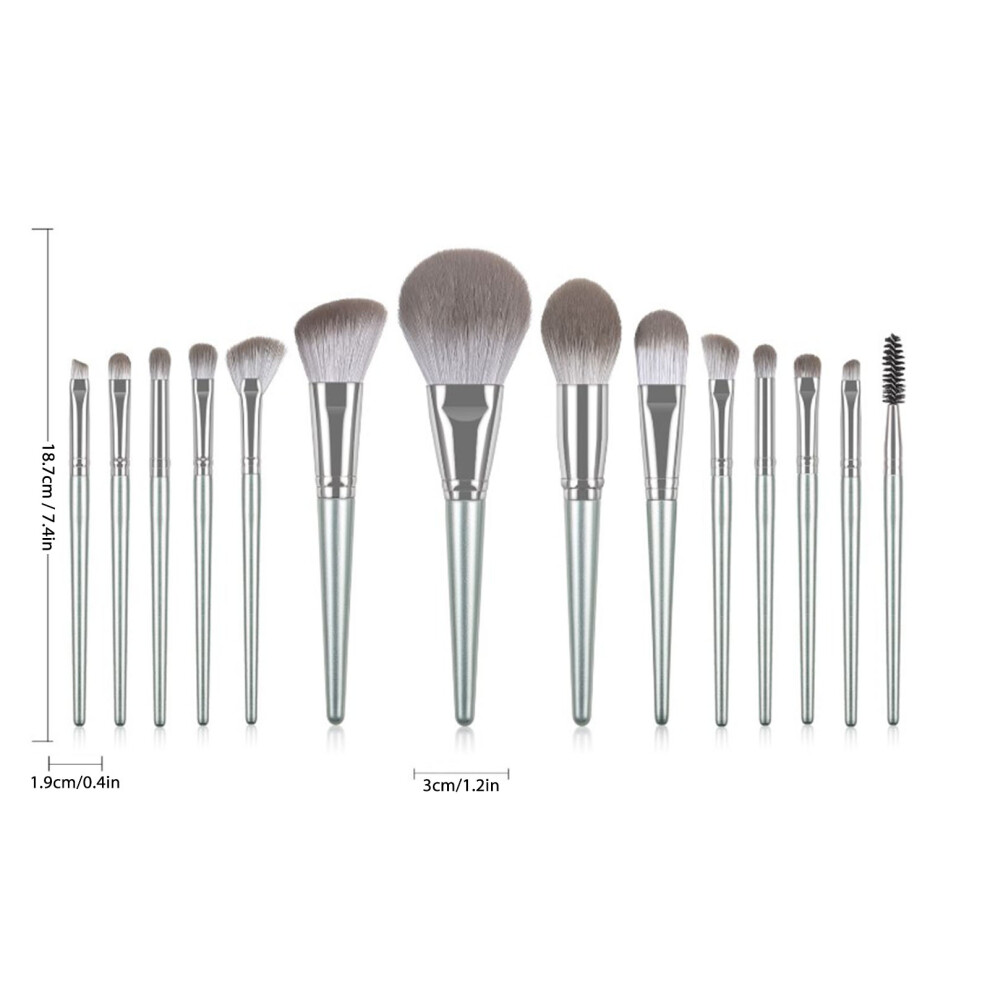 14pcs Handcrafted Makeup Brush Set, Soft Fibers, 18.7cm