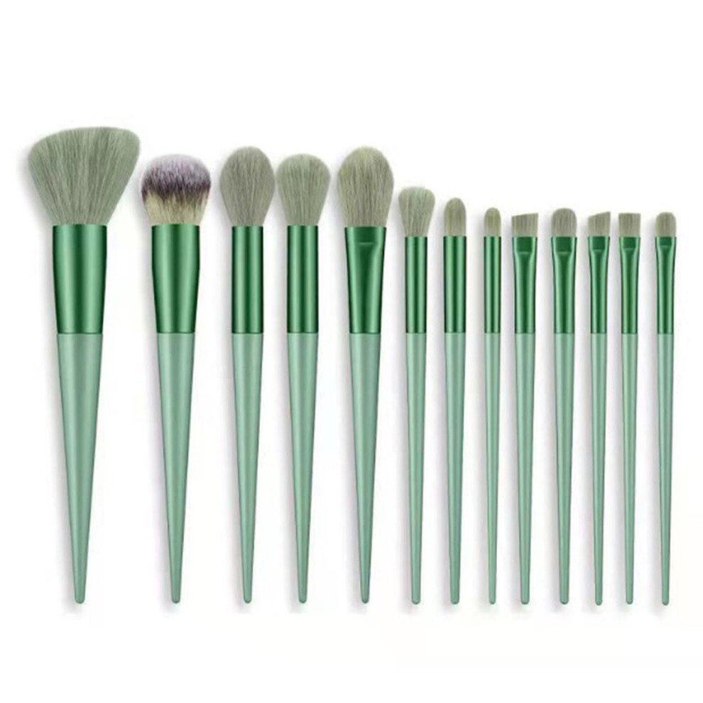 13pcs Green Makeup Brushes Set, Reusable, Washable, Portable