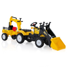 3-i-1 barns åkande grävmaskin bulldozer med 6 hjul 178 x 42 x 60 cm Gul