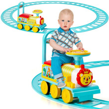 6V Elektrischer Kinderzug zum Aufsitzen mit 16 Schienenstücken für Kinder ab 3 J. Blau