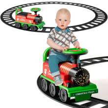 6V Elektrischer Kinderzug zum Aufsitzen mit 16 Schienenstücken für Kinder ab 3 J. Grün
