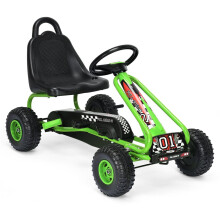 Pedal Go Kart mit verstellbarem Sitz 4 Räder Pedalbetriebenes Aufsitzauto 92 x 50 x 53 cm Grün + Schwarz