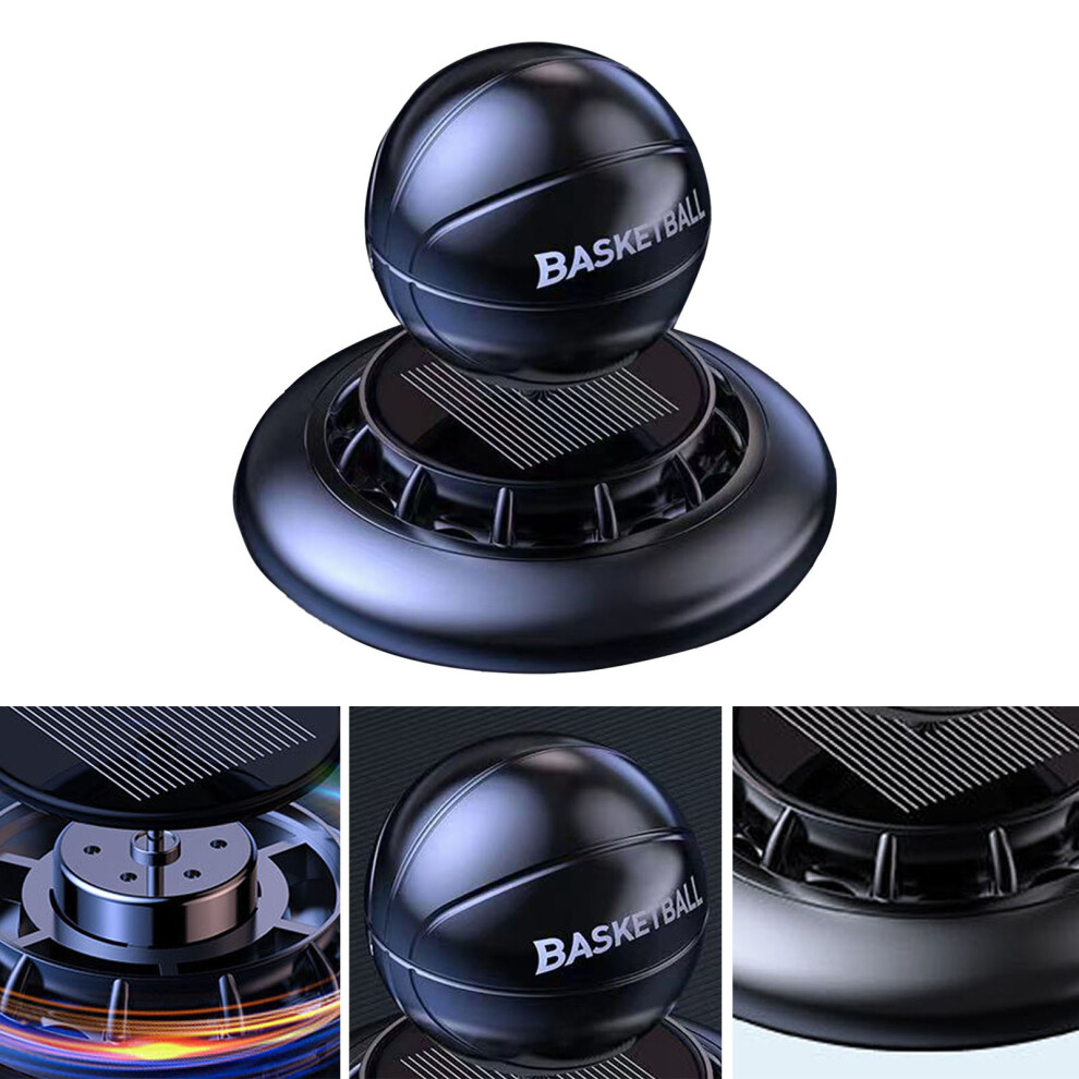 Solar Powered Car Freshener With Rotatable Football - Glossy Black 8741355564343