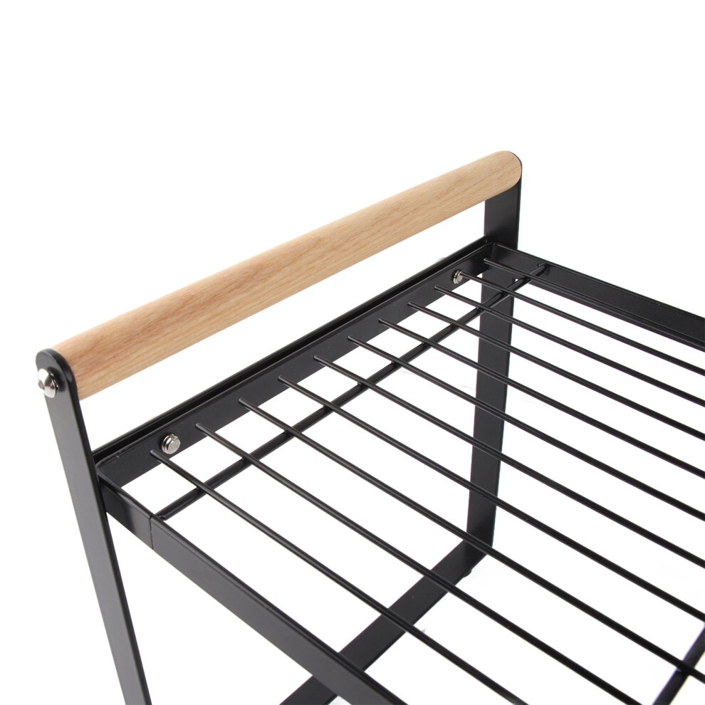 Large Black Iron & Wood Cabinet Shelf Rack - Easy Install, Multi-Function 9421355563872