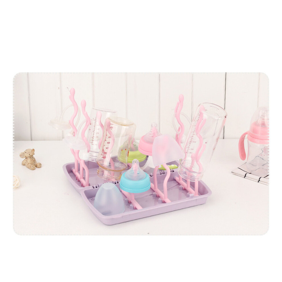 Foldable Baby Bottle Drying Rack, Pp Safe, Portable, Countertop Pink