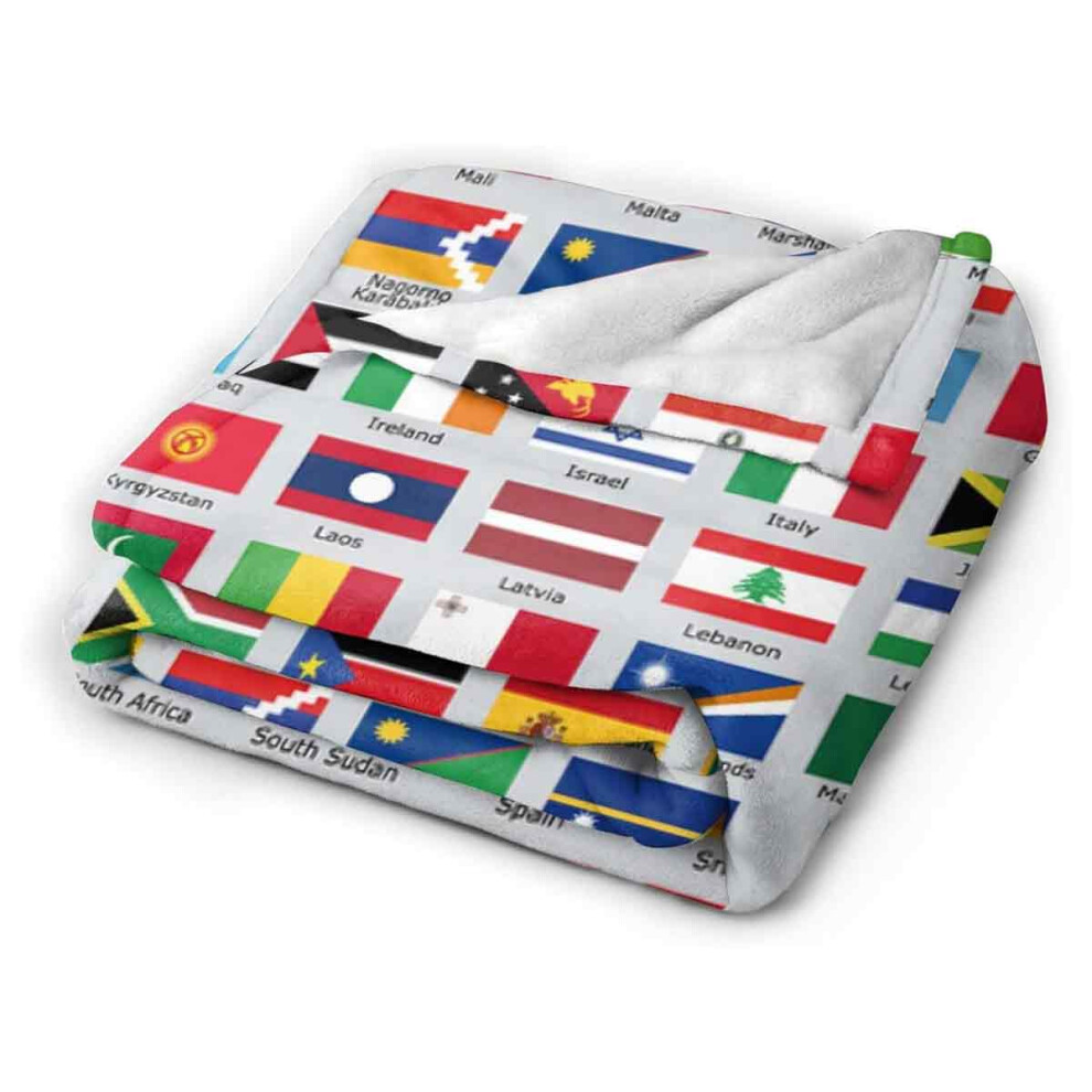 World Flags Blanket Super Soft Flannel Blanket Comfy Cozy Throw Blanket Couch Lightweight Blankets for Living Room Bedroom 40"X30"