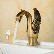 Bathroom Basin Faucets Antique Brass Vintage Style 190Mm Single-Handle Hot and Cold Water Mixer