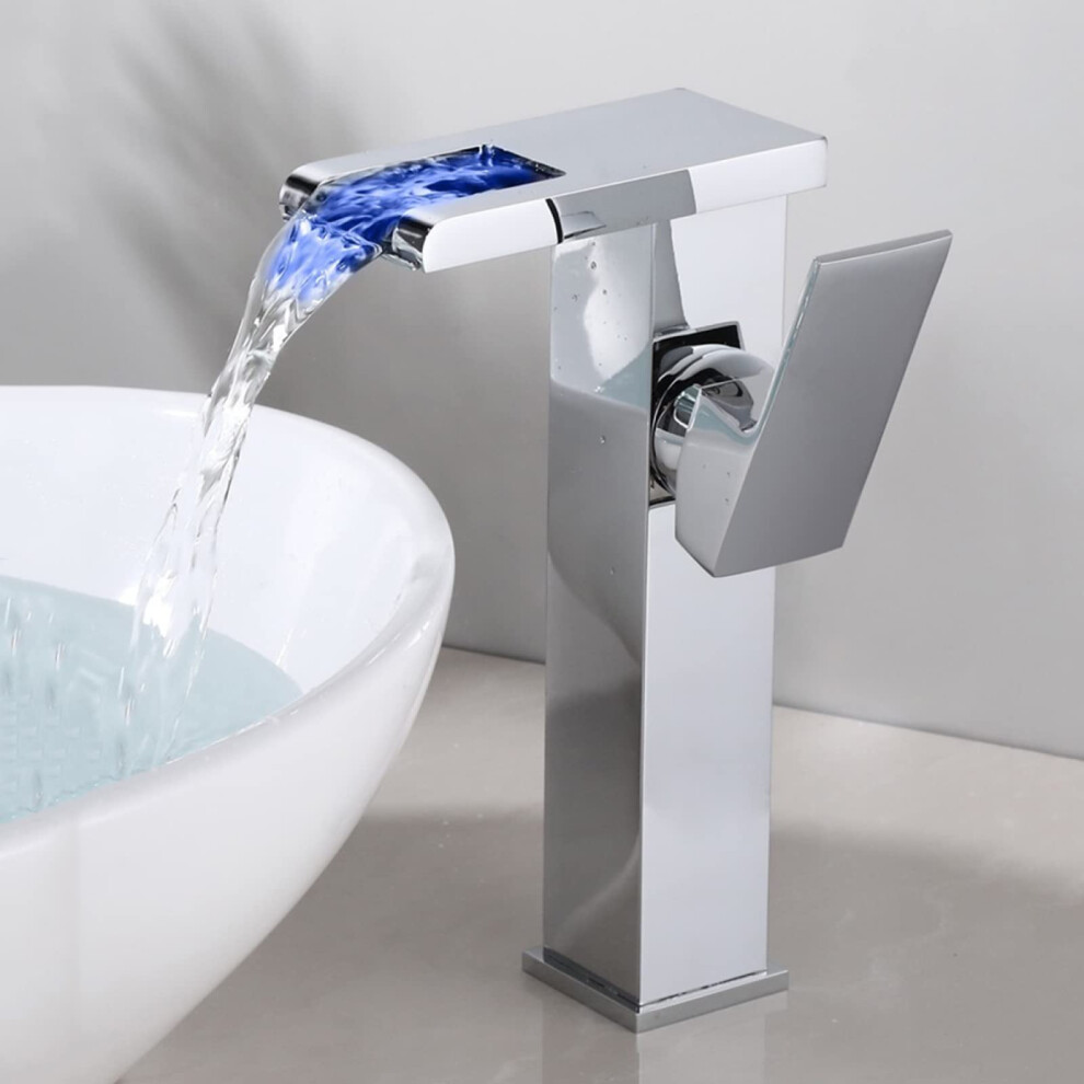 Waterfall Basin Mixer Led 3-Color Changing Lavatory Vanity Faucet Brass Single-Handle 1-Hole Hot And Cold Chrome Sink 9393856633203