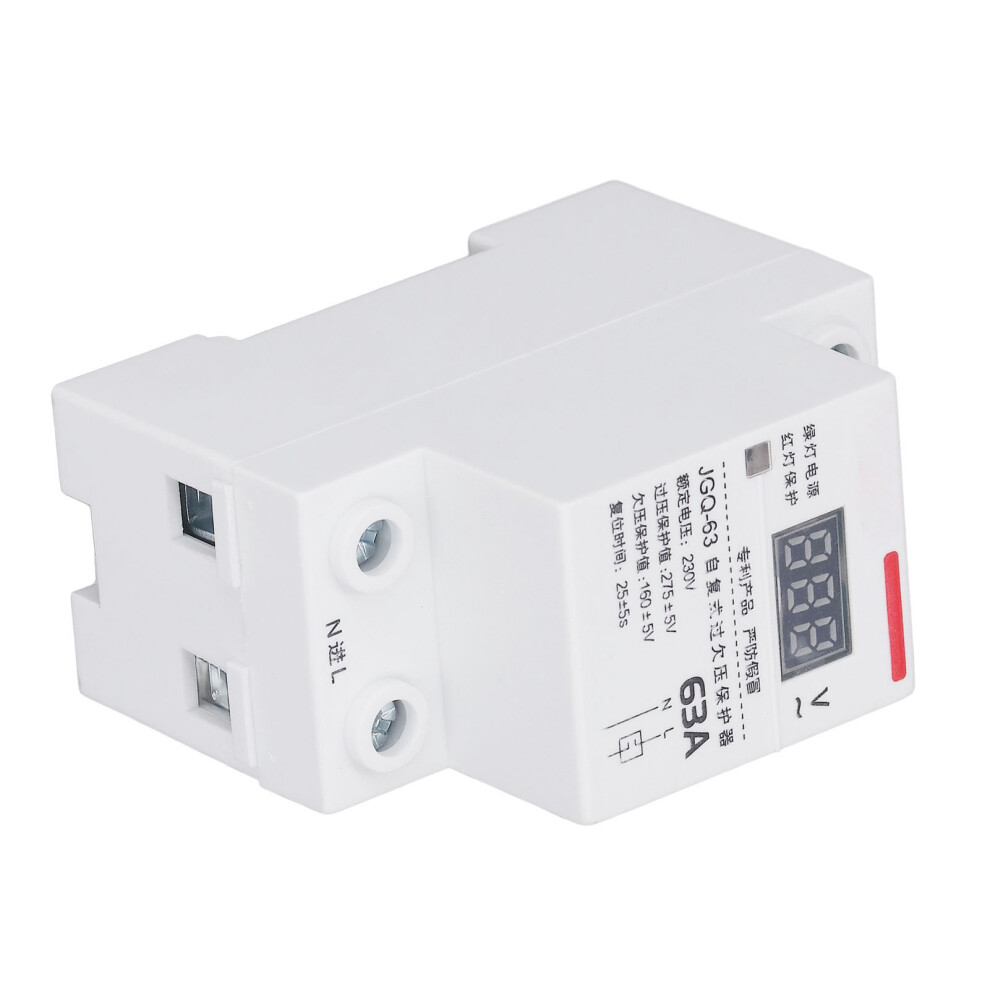 Self Recovery Voltage Protector Din Rail 63A 230V Over/Undervoltage Protection 7891355582364