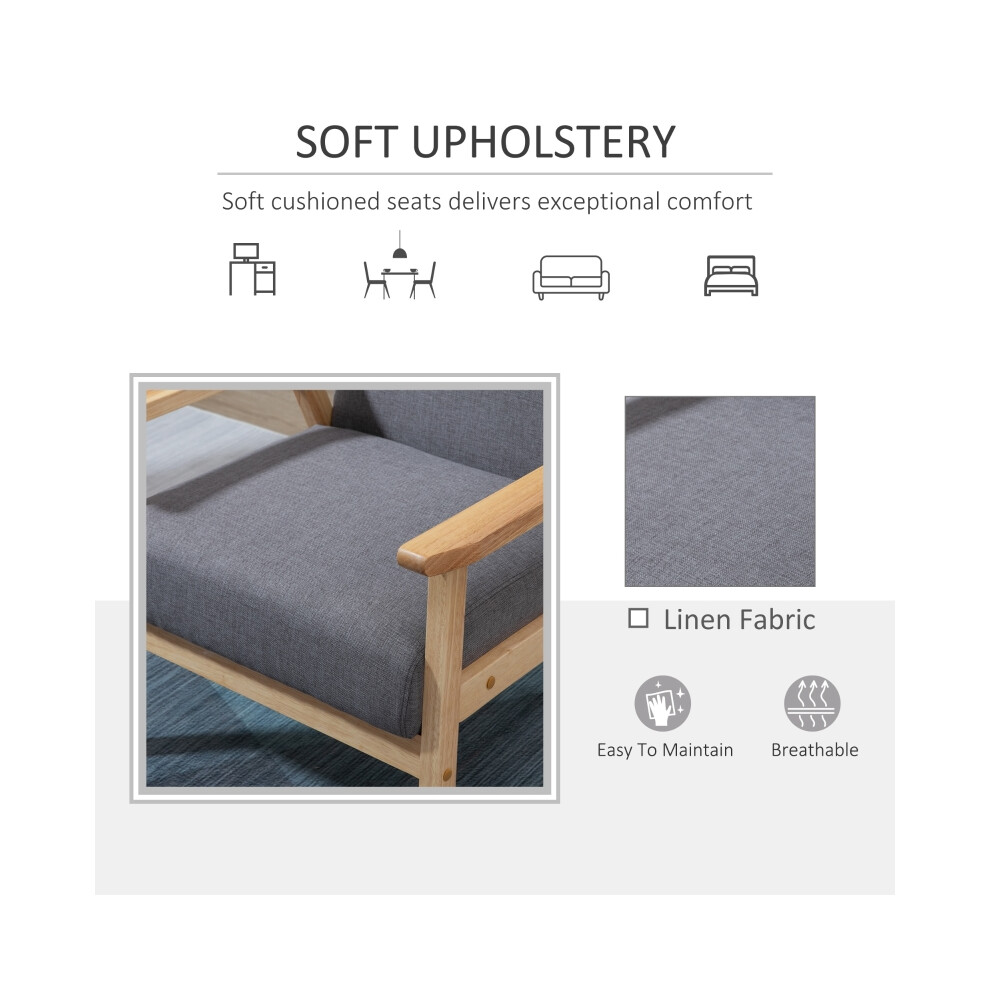 HOMCOM Wooden Frame Accent Chair with Comfortable Padded Seat Compact Perfect for Small Spaces-image-OPC-PMFXM99-NEW