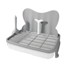 Dog Toilet Pet Training Potty Tray With Urinary Column For Puppy And Other Pets Gray
