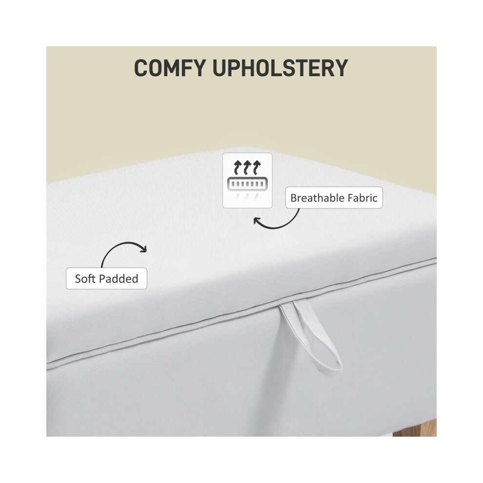 Storage Box Ottoman with Padded Top Cream White Linen Rubberwood Legs Shoe Bench Bed End Seat Versatile Storage Footstool-image-OPC-PMFXN5M-NEW