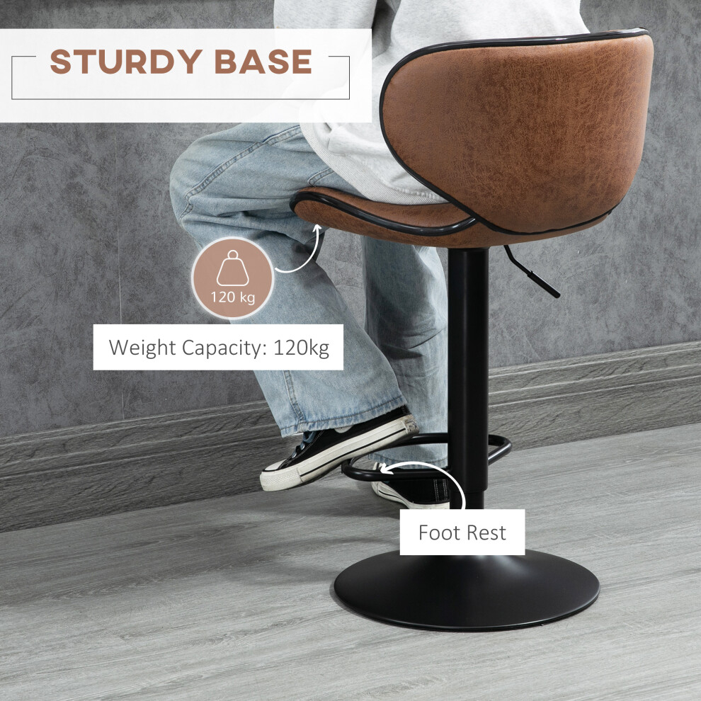 Bar Stool Set of 2 with Swivel Adjustable Height Microfiber Cloth Seats Armless Design Brown-image-OPC-PMFXN6M-NEW