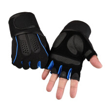 Blue L Gym Gloves: Breathable Anti-Slip Shock Absorb with Wrist Guard